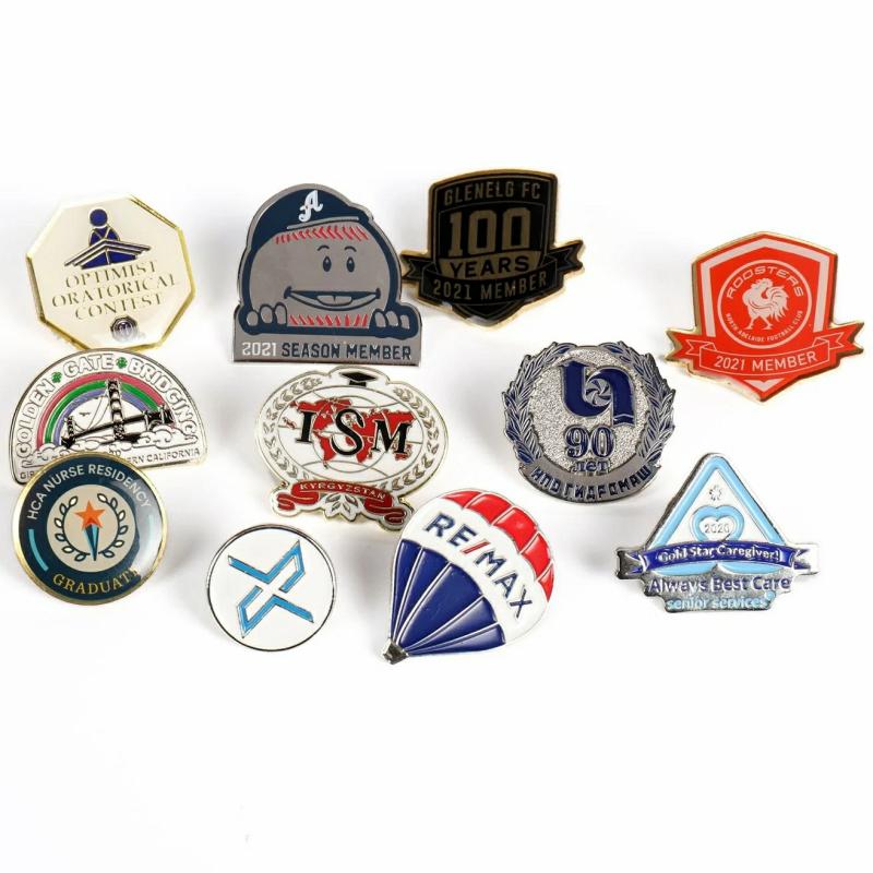 Badge | China Factory Custom Soft Enamel Football Name Badge Cartoon Cute Emblem Badge Round Shape Baseball Trading Metal Lapel Pin Badge For Hat