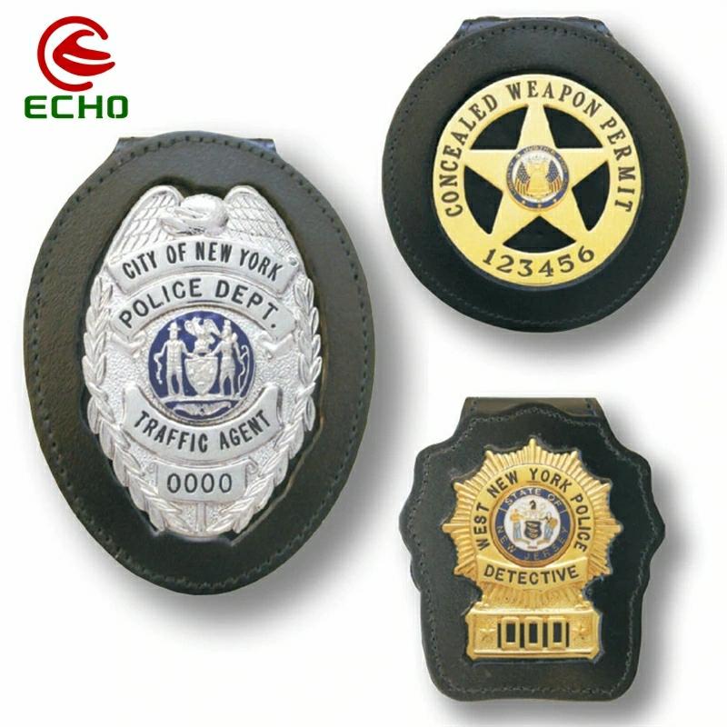 Badge | China Wholesale Custom Logo Metal Souvenir Us Sheriff Pilot Security Officer Shield Military Police Lapel Pin Badge With Leather Clip