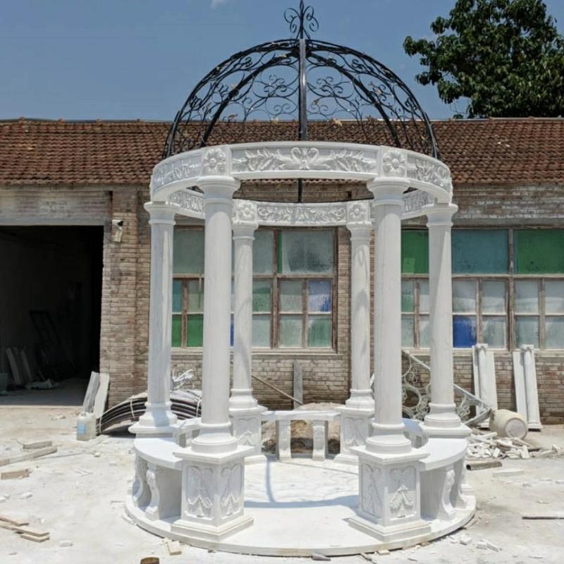 Carving & Sculpture | 2024 New Pavilion Nature White, Marble Gazebo For Publick Yard