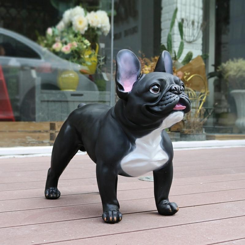 Carving & Sculpture | Black And Yellow Hand Sculpture Home Decor French Polyresin Bulldog