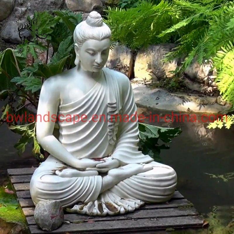 Carving & Sculpture | Factory Custom Garden Decoration Pure White Stone Marble Sitting Buddha Statue For Wholesale