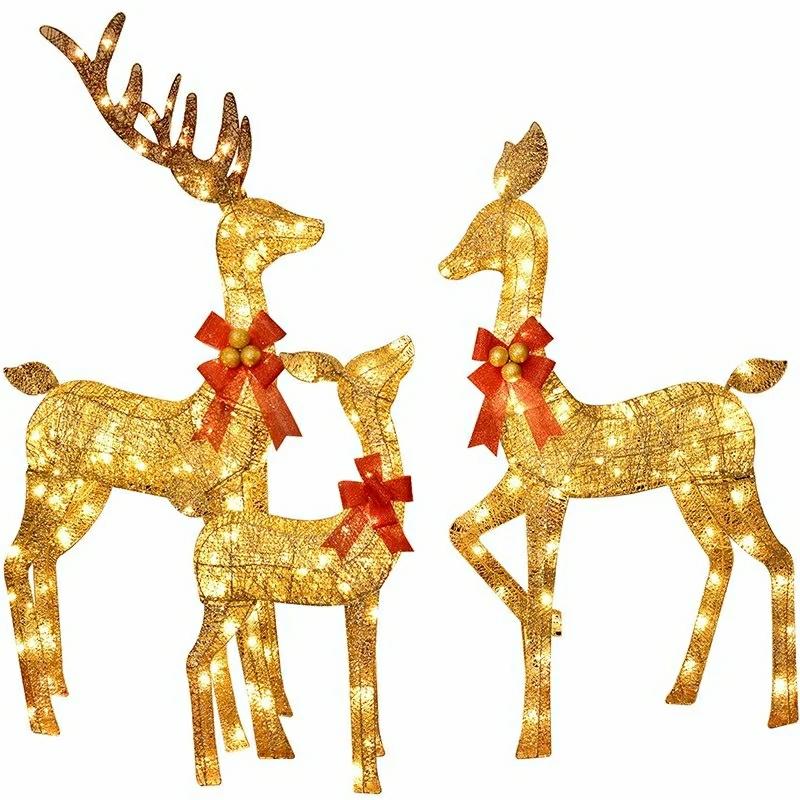 Christmas Gifts & Crafts | Newest Christmas Iron Frame Reindeer Elf Led Light Decor Golden Silver Deer