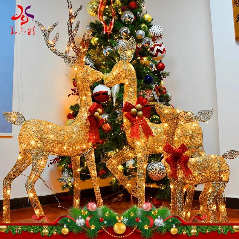 Christmas Gifts & Crafts | Newest Christmas Iron Frame Reindeer Elf Led Light Decor Golden Silver Deer