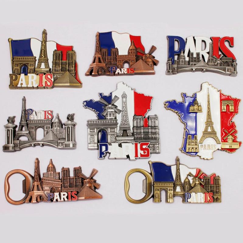 Fridge Magnets | 3D Engraving Paris Famous Building France Mag Metal Fridge Magnet