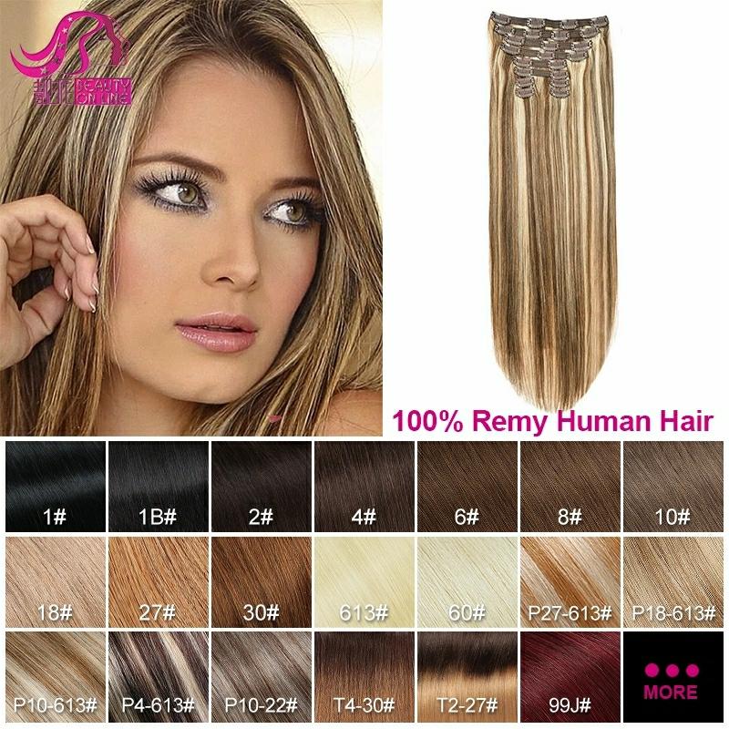 Hair Extension | 100% Virgin Russia Hair Double Drawn Luxury 100G 120G 160G 220G 240G Thickness With Lace Seamless Clip In Human Hair Extensions 10% Off Sample Customization