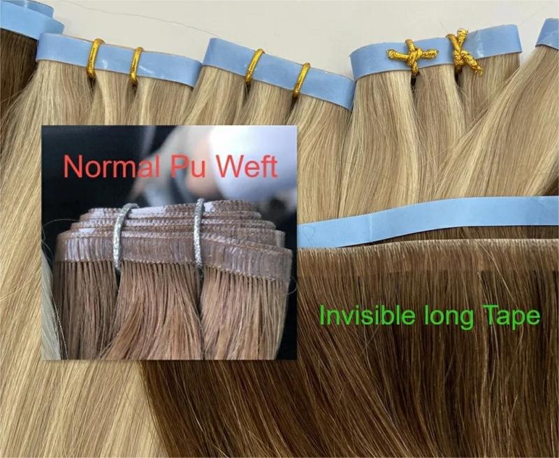 Hair Extension | 2024 Hand Tied Tape Russian Remy Human Virgin Natural Blonde Hair Extensions