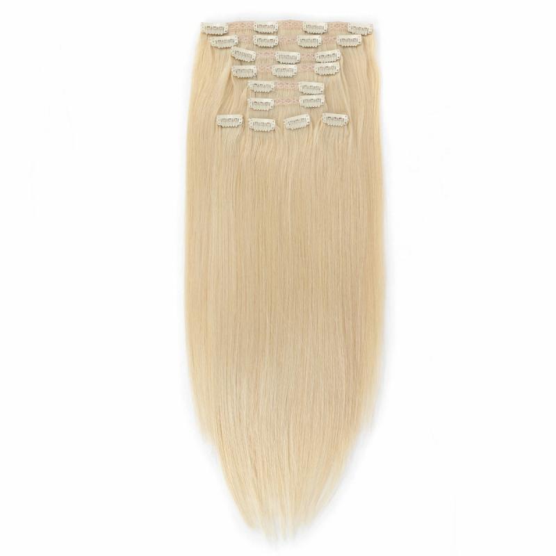 Hair Extension | 61360Pure Blonde Color Clip On Human Hair Extension For Full Head Deluxe 120-160-220Gram/Set