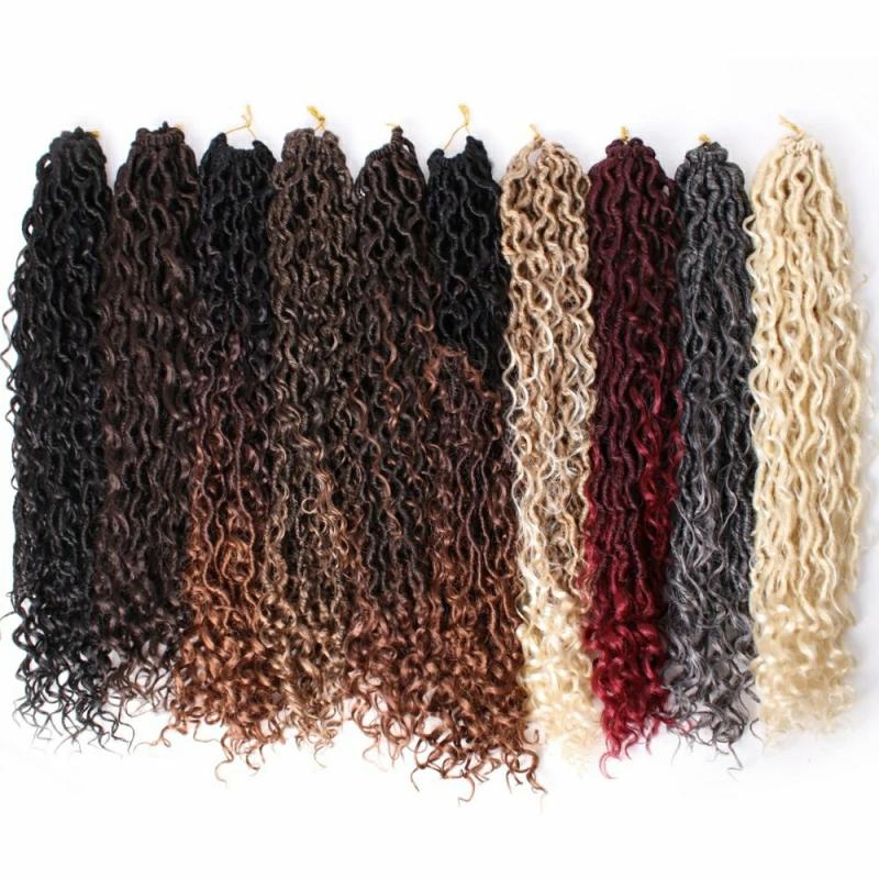 Hair Extension | Alileader 14 18 24 Inch Ombre Synthetic Goddess Faux Locs Curly Crochet Braids Hair Boho River Locs Crochet Hair Extensions