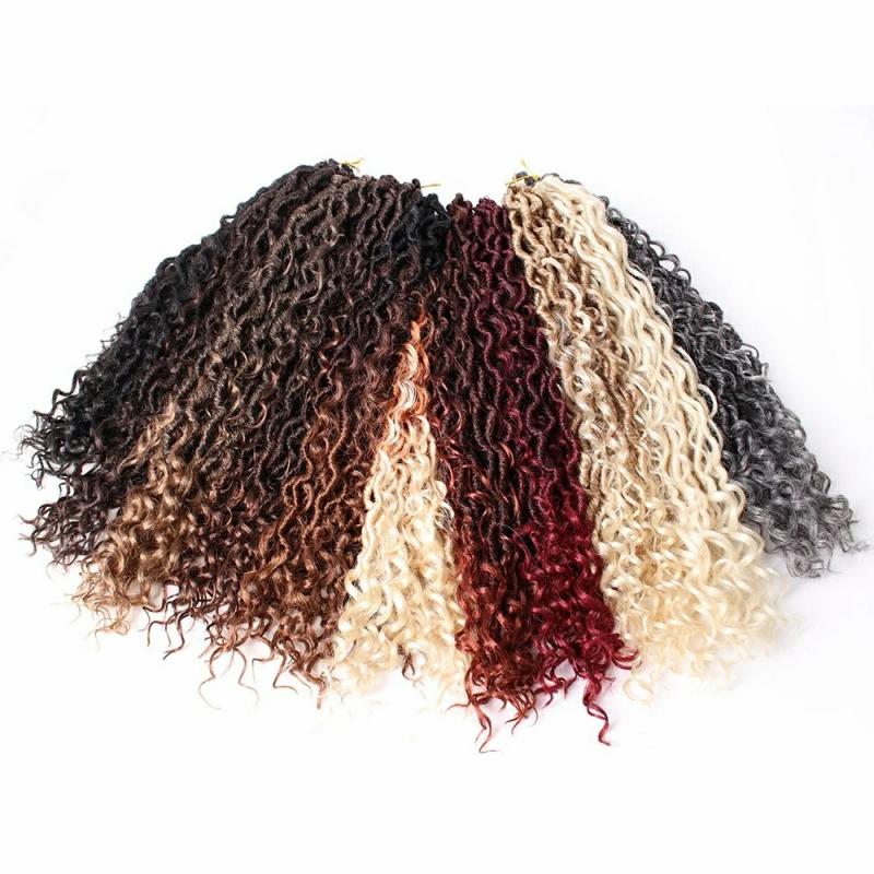 Hair Extension | Alileader 14 18 24 Inch Ombre Synthetic Goddess Faux Locs Curly Crochet Braids Hair Boho River Locs Crochet Hair Extensions