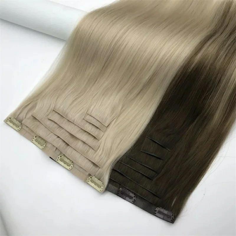 Hair Extension | Double Weft Human 100% 10A Straight All Colors Clip In Hair Extensions