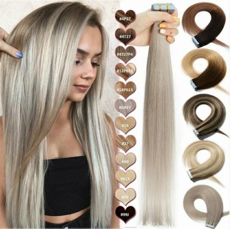 Hair Extension | Premium Full Cuticle Intact Thick End Luxury Human Brazilian Remy Russian Virgin Seamless Injection Tape In Pu Blond Ombre Hair Extension