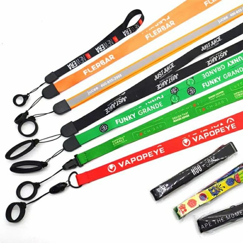 Lanyard | Custom Electronic Smoke Rope Lighter Tobacco Hang Phone Printing E-Cigarettes Black White Energy Vape Lanyard With Heat Transfer Logo And 20Mm Silicon Ring