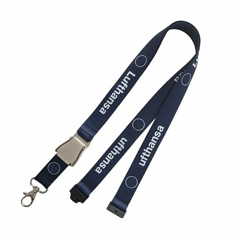 Lanyard | Custom Lanyard Safety Break Silk Screen Printed Designer Logo Alloy Airplane Seat Belt Buckle Lanyard Strap