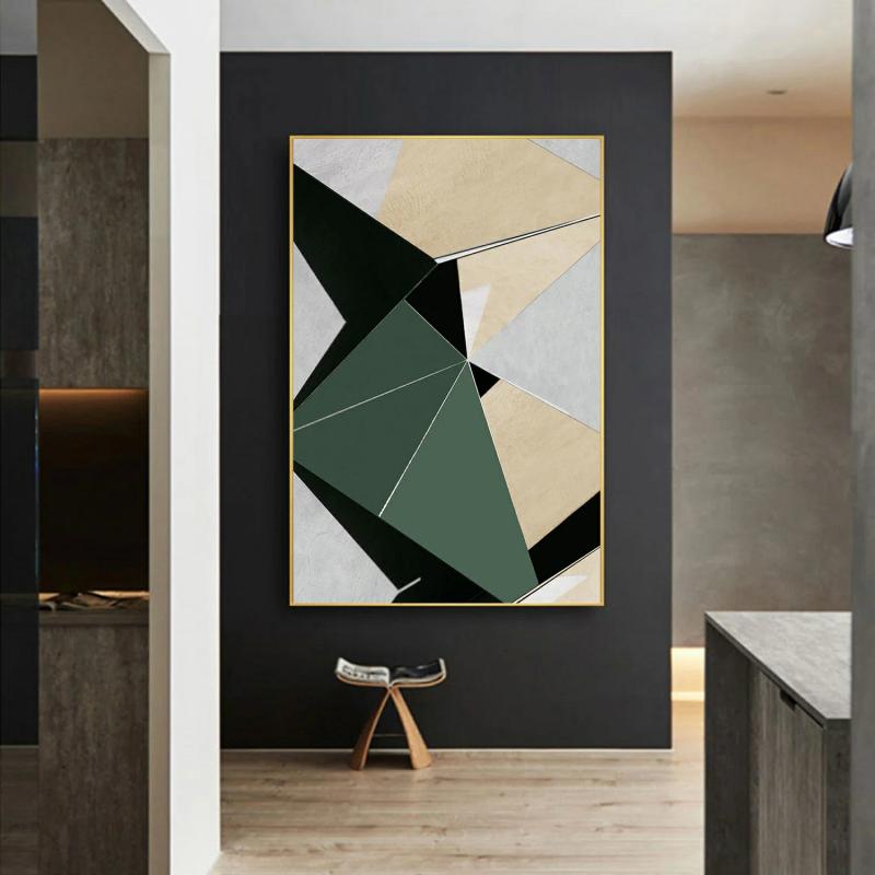 Oil Painting | 80Cm*160Cm Hand Made Abstract Geometry Porch Oil Painting Decorative Paintings 02