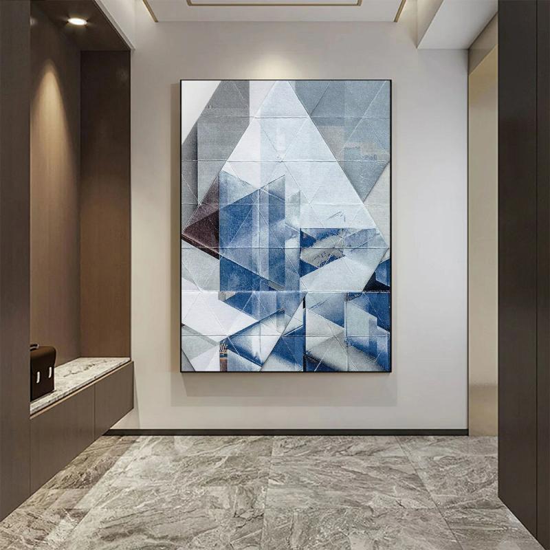 Oil Painting | 80Cm*160Cm Hand Made Cement Abstract Geometry Porch Oil Painting Decorative Paintings 01