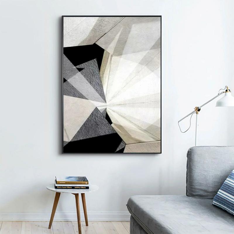 Oil Painting | 80Cm*160Cm Hand Made Cement Abstract Geometry Porch Oil Painting Decorative Paintings 01