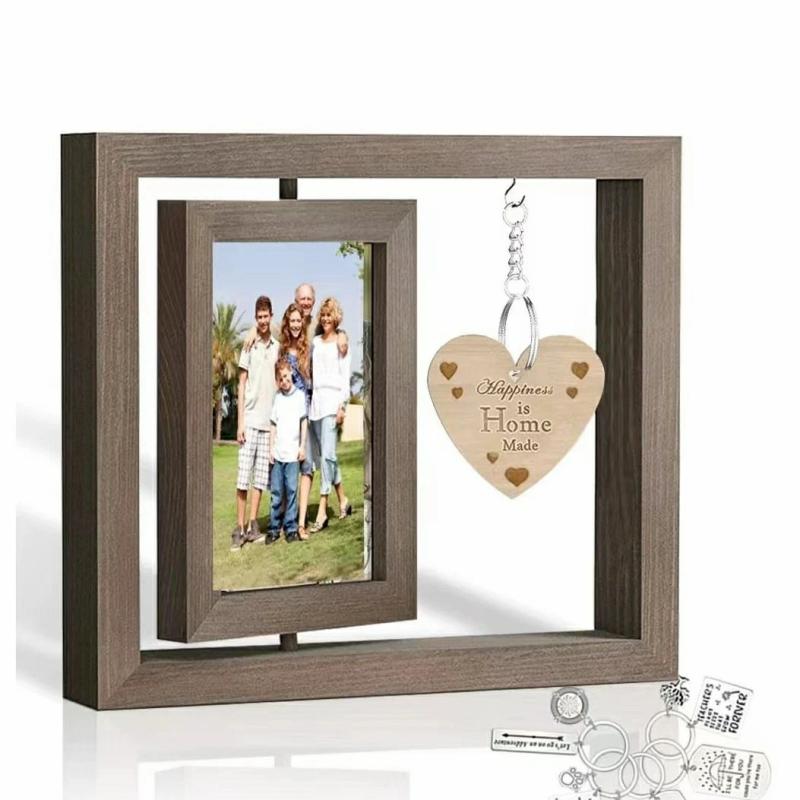 Photo Frame & Picture Frame | 6 Inch Rotatable Solid Wooden Souvenir Photo Frame