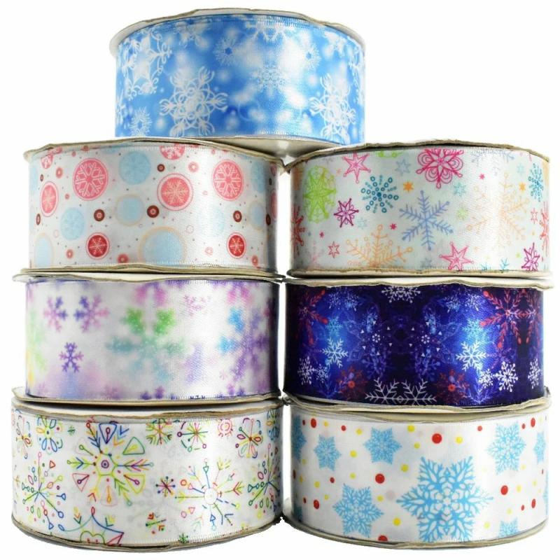 Ribbon | Factory Christmas Snowflake Printing Satin Ribbon Holiday Decoration Ribbonskirt Gift Packaging Ribbon